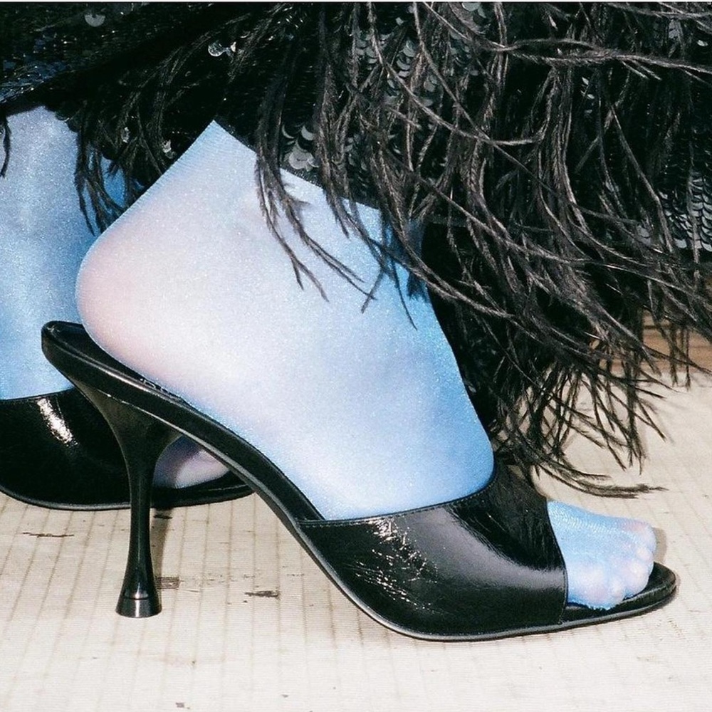 Jeffrey Campbell Black Heeled Mules Sandal